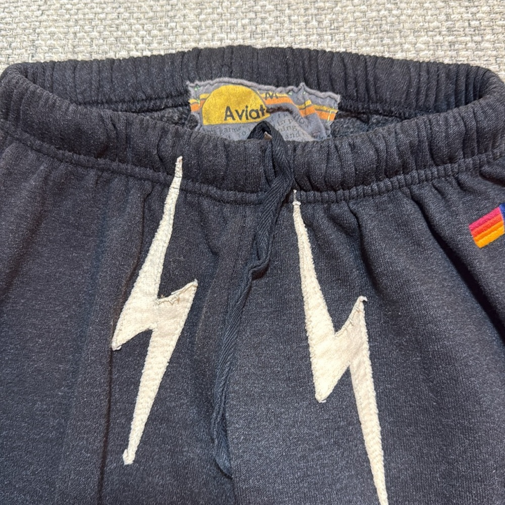 Aviator Nation Bolt Repeat Sweatpants Black//White Bolt Patches Women’s Medium - Picture 3 of 4